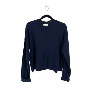 Treasure & Bond Women's 100% Cotton Navy Cropped Sweater - Size XL